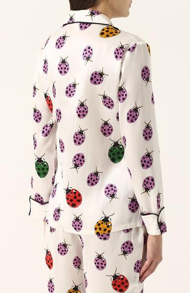 Шелковая пижама с контрастным принтом Olivia Von Halle 2572803