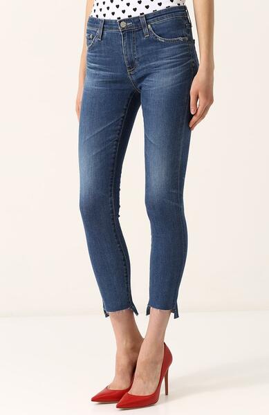 Укороченные джинсы-скинни с потертостями AG 2570307