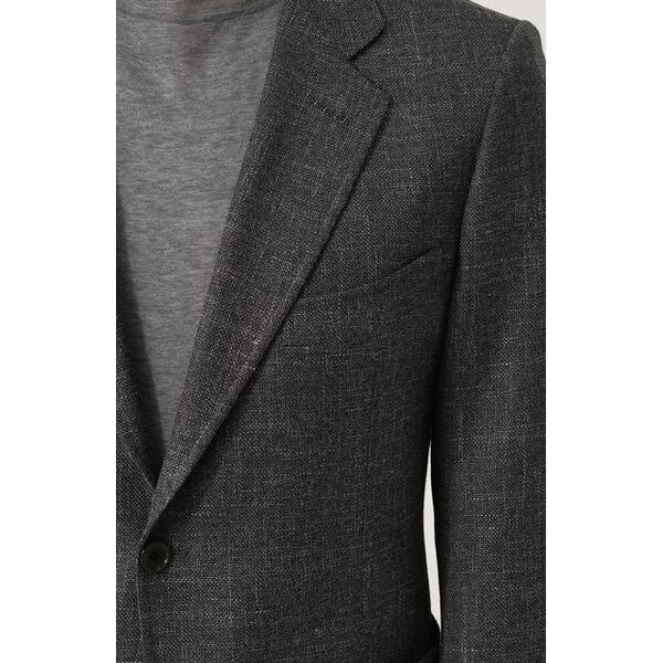 Однобортный пиджак из смеси шерсти и льна с шелком Tom Ford 2569865
