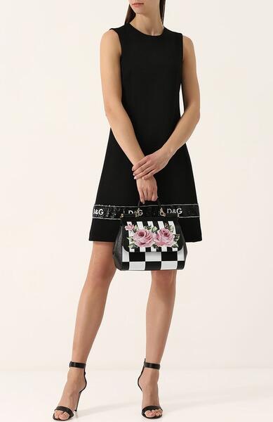 Шерстяное мини-платье с вышивкой пайетками Dolce&Gabbana 2571019