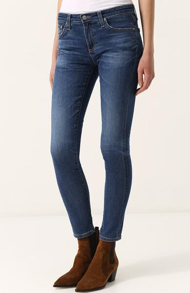 Укороченные джинсы-скинни с потертостями AG 2570285