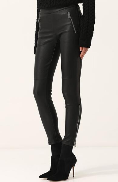 Однотонные кожаные брюки-скинни Alexander McQueen 2559259
