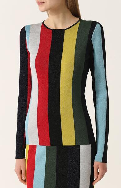 Вязаный пуловер в полоску с круглым вырезом DIANE von FURSTENBERG 2559536