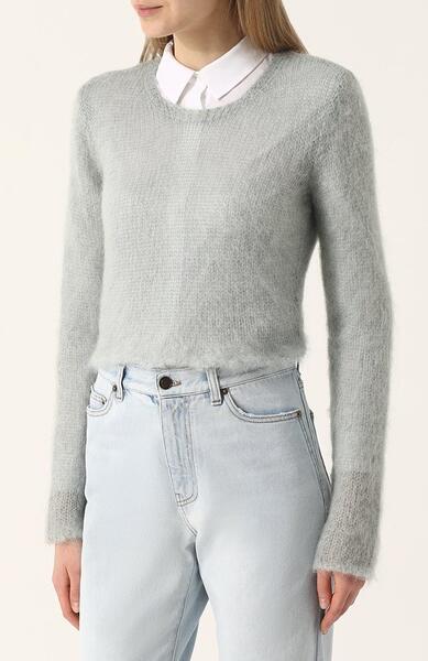 Укороченные вязаный пуловер с круглым вырезом Yves Saint Laurent 2556048