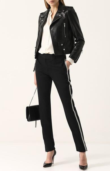 Шерстяные брюки с карманами и контрастными лампасами Yves Saint Laurent 2556054