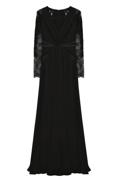 Платье-макси с кружевными рукавами и V-образным вырезом Roberto Cavalli 2553192