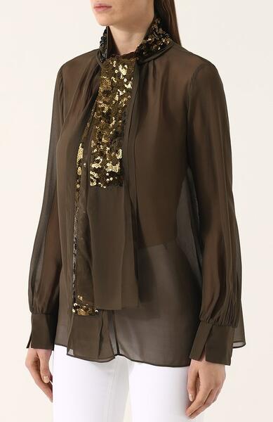 Прозрачная шелковая блуза с декорированным воротником аскот DOROTHEE SCHUMACHER 2539560