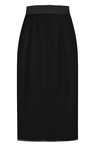 Однотонная кружевная юбка-миди Dolce&Gabbana 2537427