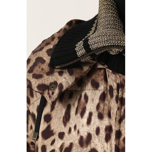 Удлиненный стеганый пуховик с леопардовым принтом Dolce&Gabbana 2534131