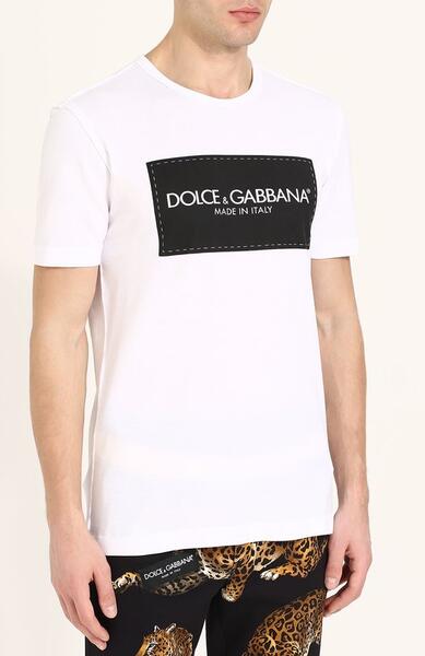 Хлопковая футболка с принтом Dolce&Gabbana 2533701
