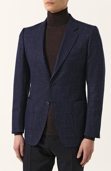 Однобортный пиджак из смеси шерсти и льна с шелком Tom Ford 2528445