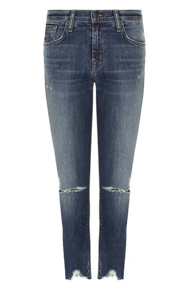 Укороченные джинсы прямого кроя с потертостями J Brand 2519827