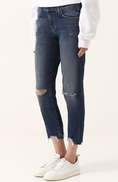 Укороченные джинсы прямого кроя с потертостями J Brand 2519827
