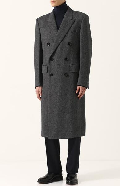 Двубортное пальто из смеси шерсти и кашемира Tom Ford 2501464