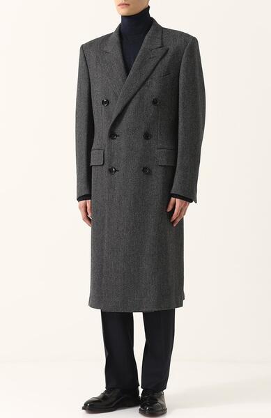 Двубортное пальто из смеси шерсти и кашемира Tom Ford 2501464