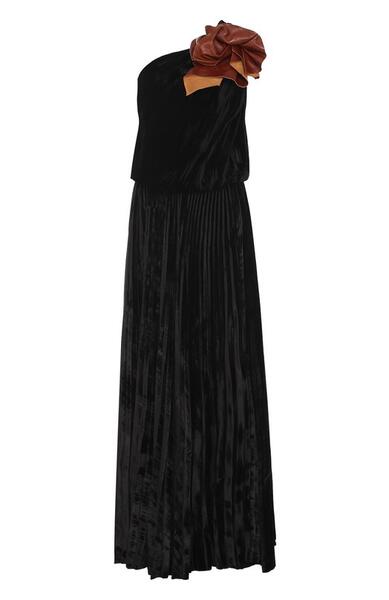 Плиссированное платье-макси с высоким разрезом Yves Saint Laurent 2488618