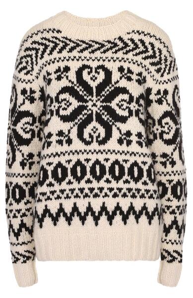 Кашемировый пуловер прямого кроя с контрастным принтом Ralph Lauren 1897461