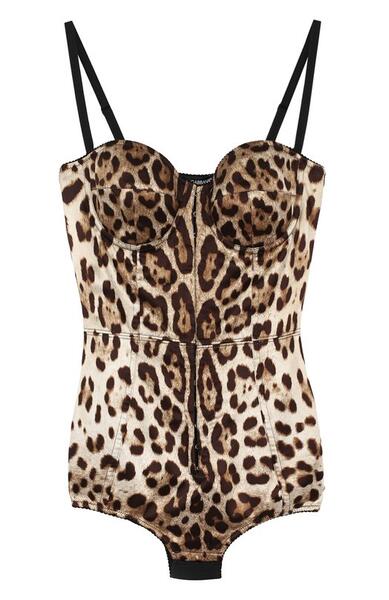 Шелковое леопардовое боди Dolce&Gabbana 2480801