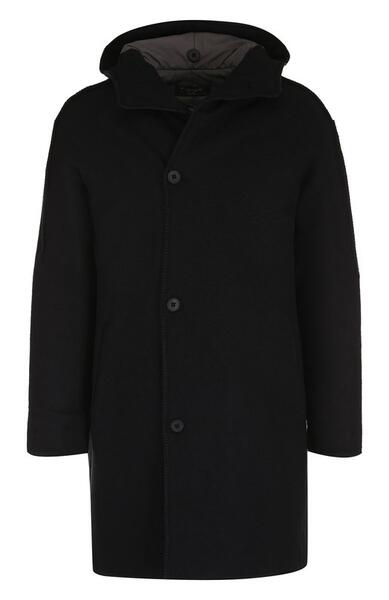Однобортное шерстяное пальто с капюшоном TRANSIT 2477198