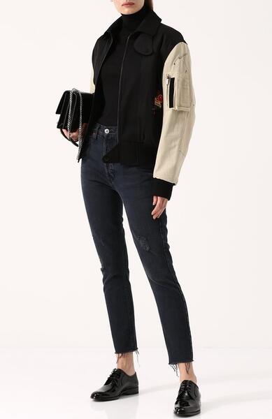 Куртка на молнии с контрастными рукавами Yves Saint Laurent 2471280