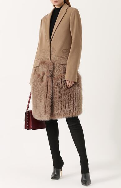 Пальто из смеси шерсти и кашемира с отделкой из меха лисы Givenchy 2460100