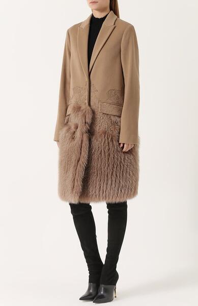 Пальто из смеси шерсти и кашемира с отделкой из меха лисы Givenchy 2460100