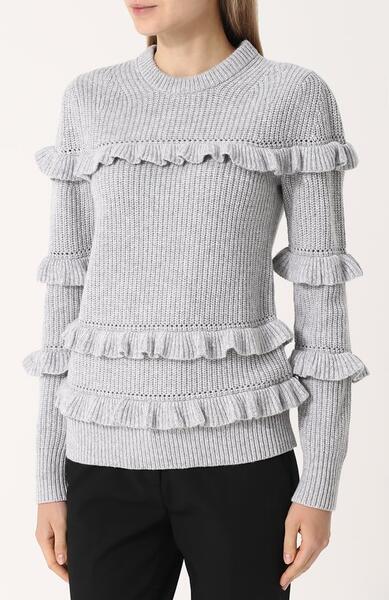 Вязаный пуловер с круглым вырезом и оборками Michael Michael Kors 2453834
