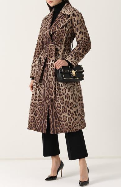 Пальто с поясом и леопардовым принтом Dolce&Gabbana 2416708