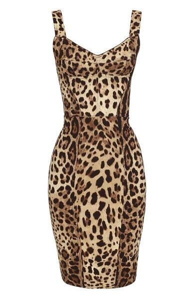 Платье-футляр с леопардовым принтом Dolce&Gabbana 2416701