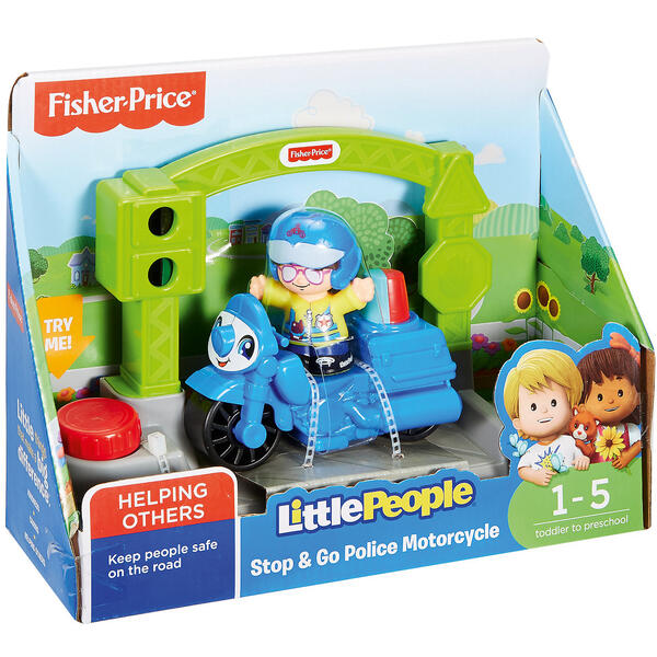 Транспортное средство Fisher-Price Little People Stop&Go Police Motorcycle Mattel 7014734