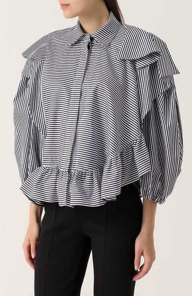 Хлопковая блуза в полоску с объемными рукавами PREEN by Thornton Bregazzi 2387044