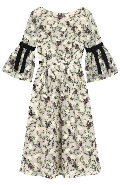 Приталенное платье-миди с цветочным принтом Erdem 2386616