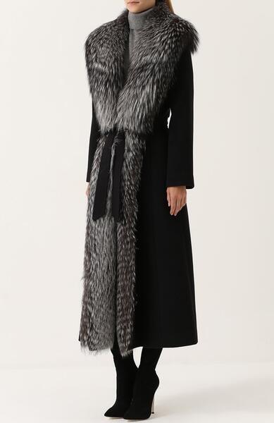 Шерстяное пальто с отделкой из меха лисы SIMONETTA RAVIZZA 2380977