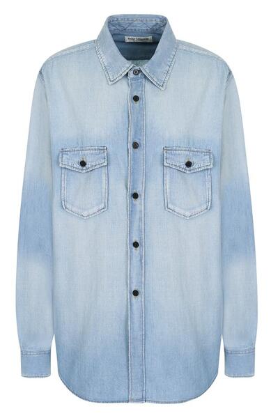 Джинсовая блуза свободного кроя с потертостями Yves Saint Laurent 2365858