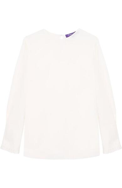 Шелковая блуза прямого кроя с круглым вырезом Ralph Lauren 2357584