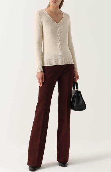 Кашемировый пуловер с V-образным вырезом и фактурной отделкой Loro Piana 2349404