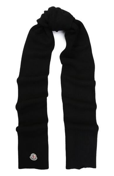 Шерстяной вязаный шарф с логотипом бренда MONCLER 2346813