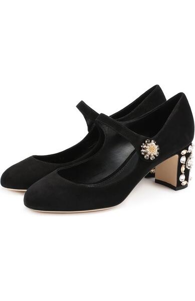 Замшевые туфли Vally на декорированном каблуке Dolce&Gabbana 2344298