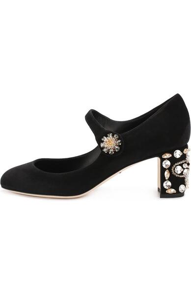 Замшевые туфли Vally на декорированном каблуке Dolce&Gabbana 2344298