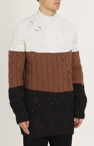 Удлиненный свитер из смеси шерсти и кашемира фактурной вязки Damir Doma 2340221