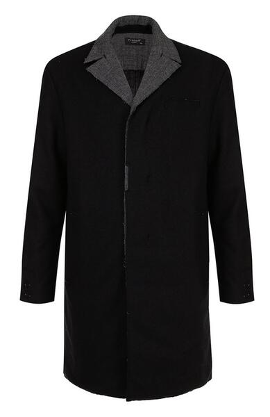 Шерстяное однобортное пальто с отложным воротником TRANSIT 2337070