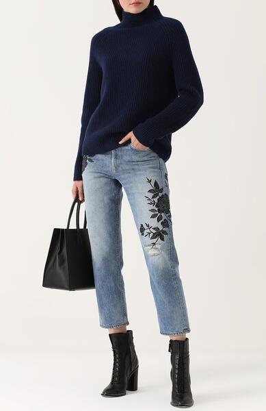 Укороченные джинсы с цветочной вышивкой и потертостями Rag&Bone 2292795