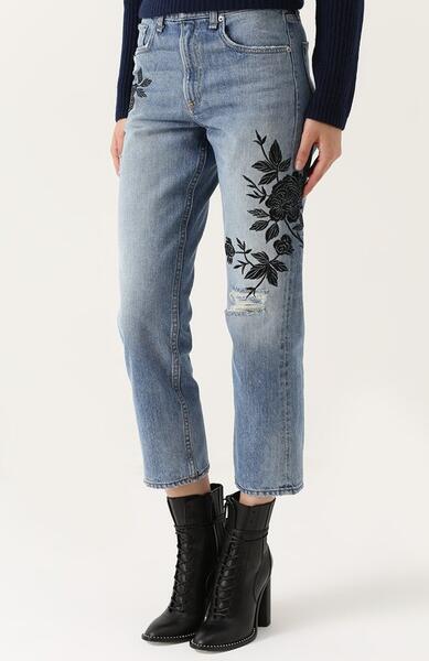 Укороченные джинсы с цветочной вышивкой и потертостями Rag&Bone 2292795