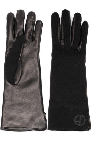 Кожаные перчатки с отделкой из кашемира Giorgio Armani 2268380