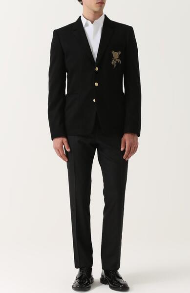 Однобортный кашемировый пиджак с вышивкой Alexander McQueen 2265755