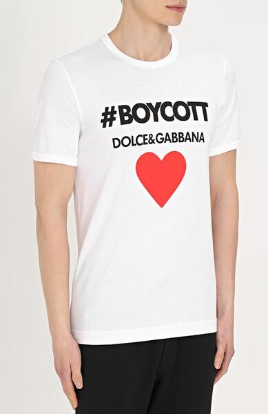 Хлопковая футболка с контрастной надписью Dolce&Gabbana 2252146