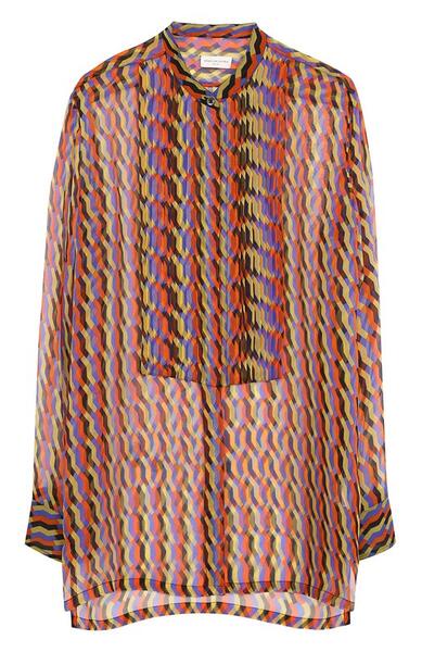 Удлиненная шелковая блуза с принтом Dries Van Noten 2239420