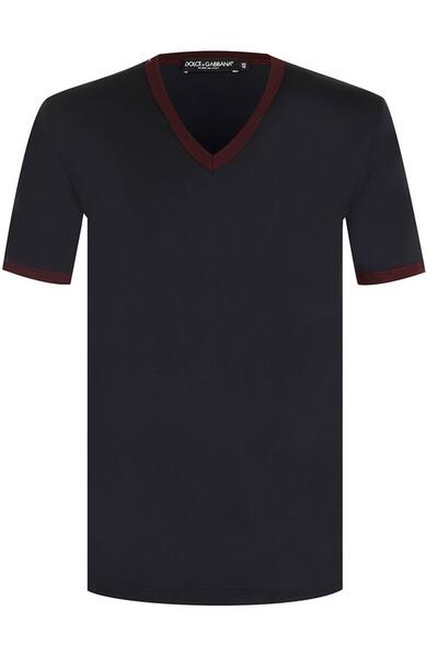 Хлопковая футболка с V-образным вырезом Dolce&Gabbana 2176621