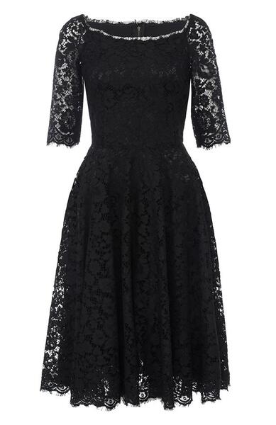 Приталенное кружевное платье с укороченным рукавом Dolce&Gabbana 2156881