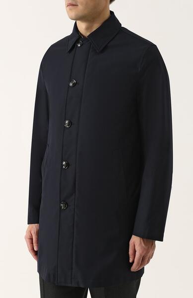 Шерстяное пальто на молнии прямого силуэта Kiton 2059088